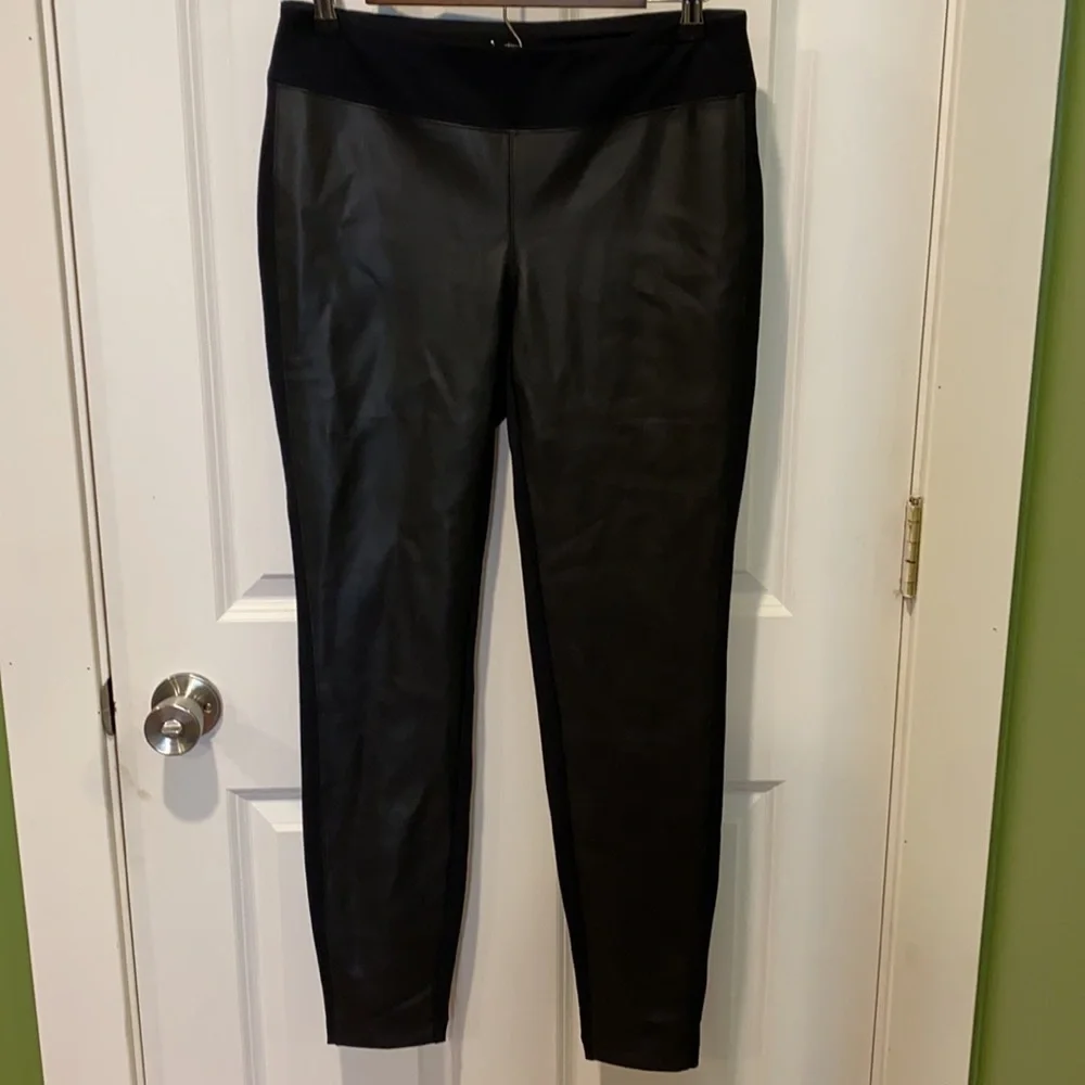 Soma Faux Leather Front Smoothing Ponte Pants New